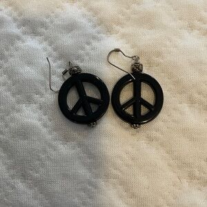 Black Peace Sign Earrings